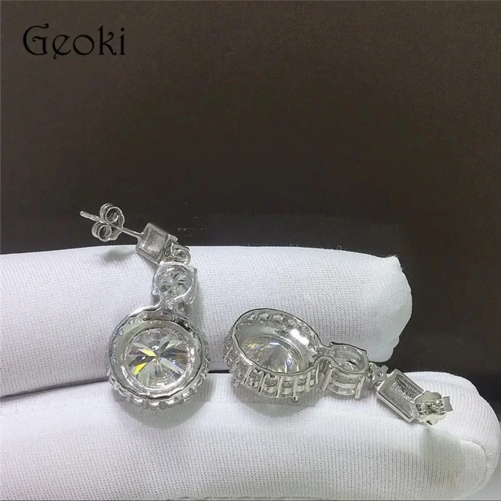 6 Ct T.W. Round Simulated Diamond Halo Drop Dangle, Beautiful, Bridal Earrings - Picture 6 of 10